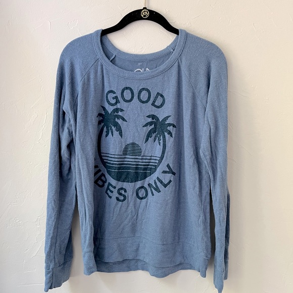 Chaser Sweaters - NWT CHASER GOOD VIBES COZY BLUE SWEATER M
